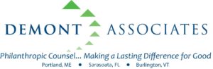 Demont Associates logo with tagline "Philanthropic counsel...Making a Lasting Difference for Good"